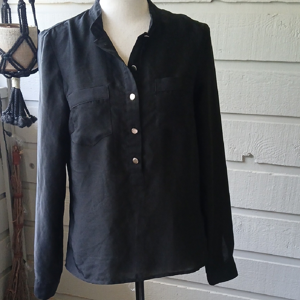 H&M Black Button-Up Blouse